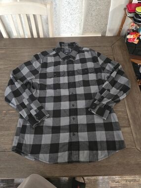 American Eagle Heritage Flannel Shirt Men’s XLT Gray Black Buffalo Plaid 08/17